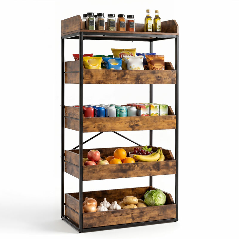 Multi Layer 5 Tier Storage Rack with 4 Sliding Drawers and Adjustable Feet for Pantry Use image number 4