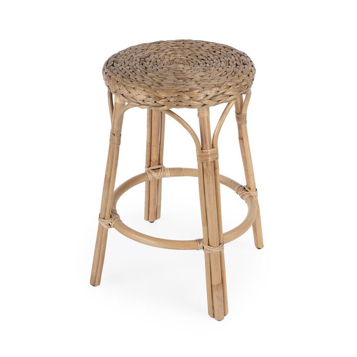 Butler Specialty Tobias Rattan Round 24 Counter Stool, Light Brown