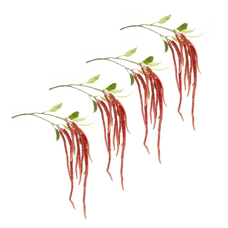 Set of 4 Amaranthus Faux Hanging Flower Stems &ndash; Cascading Silk Flowers for Events, Mantels, and Floral Designs