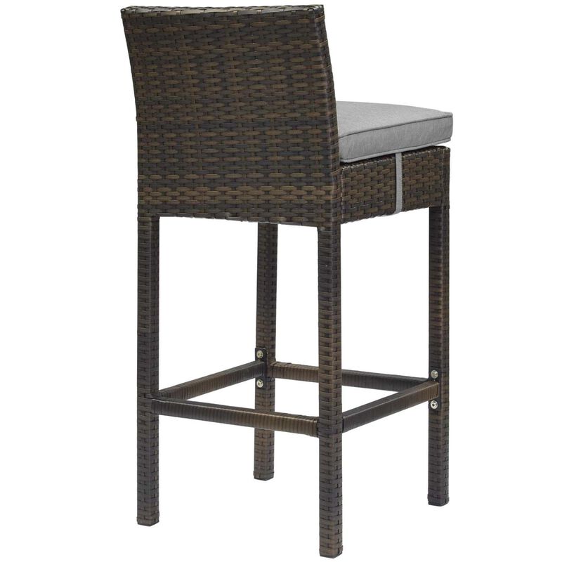 Modway EEI-3601-BRN-GRY Conduit Bar Stool Outdoor Patio Wicker Rattan Set of 4 in Brown Gray, Four