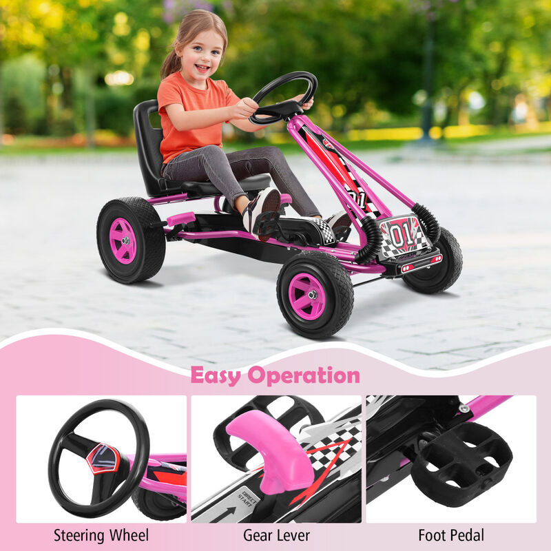 4-Wheel Kids Pedal Go-Kart Ride-On Racer Car for Outdoor Play image number 5