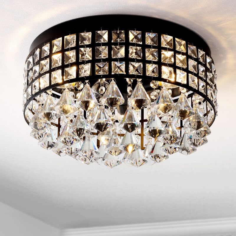 Meredith 3-Light Crystal Drops/Metal LED Flush Mount