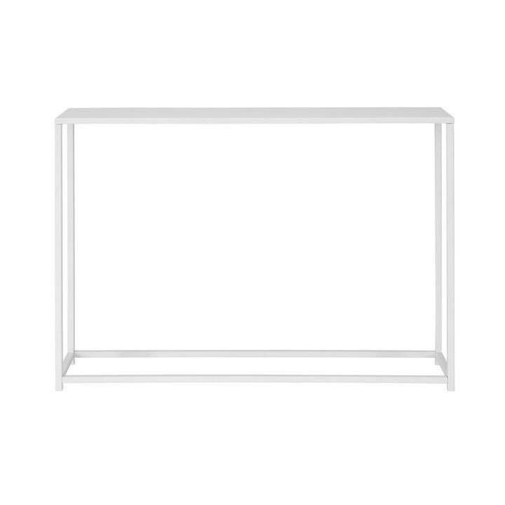Eme 38 Inch Console Table, Rectangular Top, White Finish Metal Frame