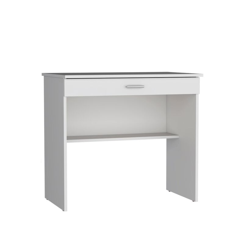 DEPOT E-SHOP Montana Storage Desk, Spacious Stylish with Drawer and Shelf, White