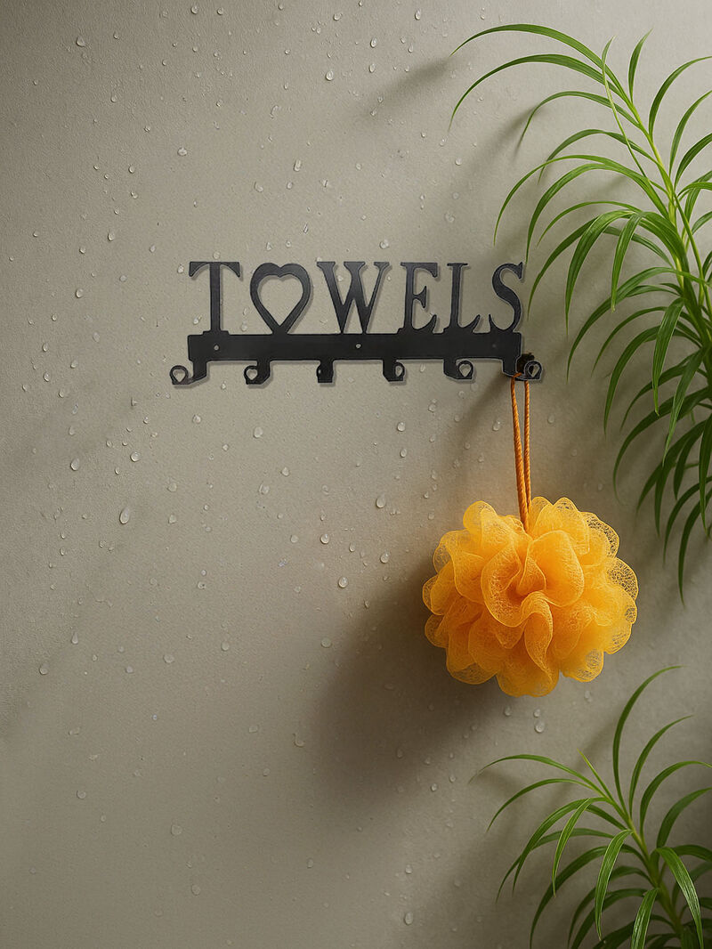 6-Hook Wall-Mounted Towel Rack, Metal Bathroom Storage Organizer image number 3