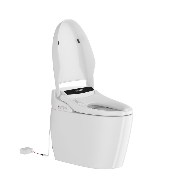 FUFU&GAGA Modern Ceramic Glazing Smart Toilet with Automatic Lid Foot Sensor Flushing Heated Seat and Multifunctional Bidet 26.8 in. W x 16.1 in. D x 18.7 in. H White