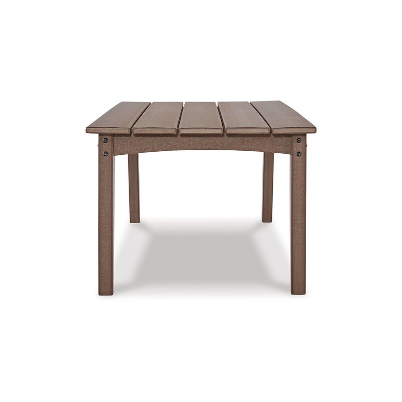 Emme 48 Inch Outdoor Coffee Table, Rectangular Slatted Top, Brown Frame - Benzara