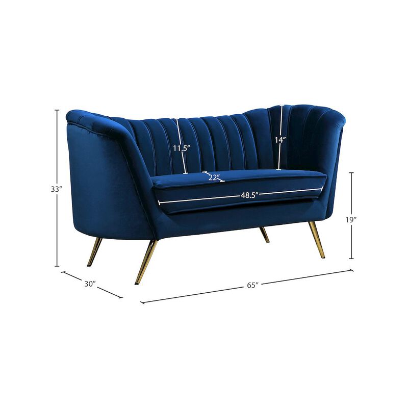 Meridian Furniture Margo Navy Velvet Loveseat