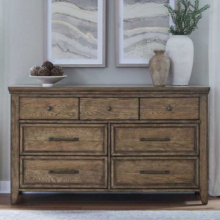 Liberty Furniture Carolina Park 7 Drawer Bedroom Dresser Transitional - Amber Brown