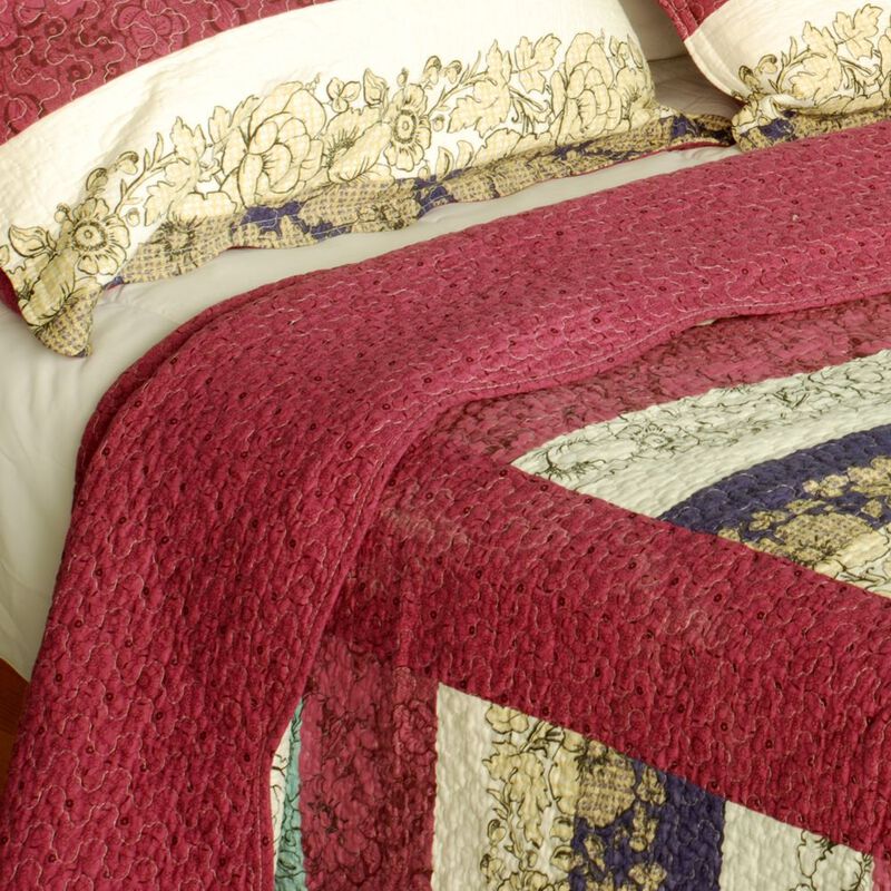 Cotton Queen Size 3PC Quilted Printed Quilt Set Secret Season Soft Bedding image number 3