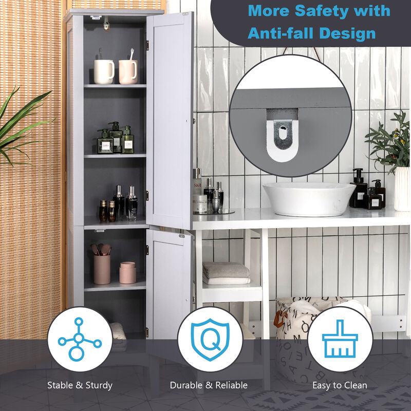 Costway Freestanding Bathroom Storage Cabinet Linen Tower Kitchen Living Room Brown