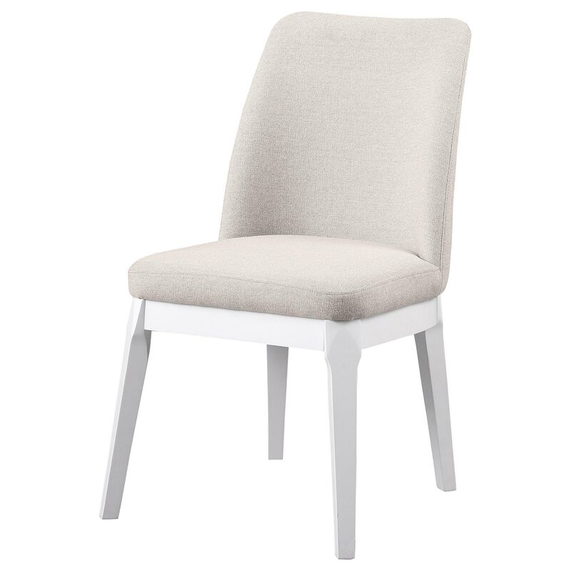 Risa Dining Side Chair Set of 2, Tall Back and Splayed Legs, Beige - Benzara
