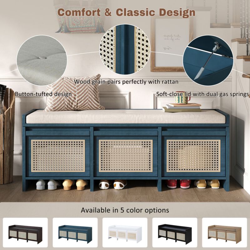 Seckbo Retro Button Tufted Upholstered Storage Bench image number 6