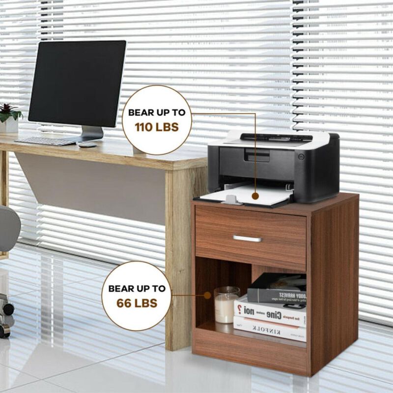 Hivvago 2 Pieces Nightstand with Storage Drawer and Cabinet