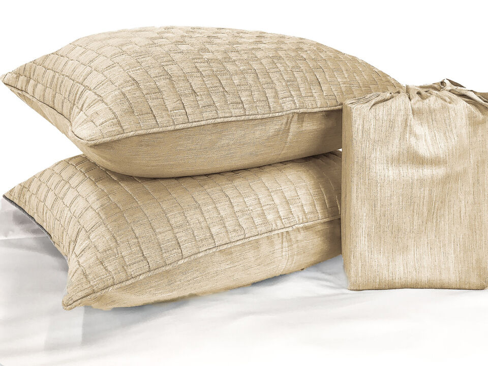 BedVoyage Melange Rayon Bamboo Cotton Quilted Standard Shams 2pk - Sand