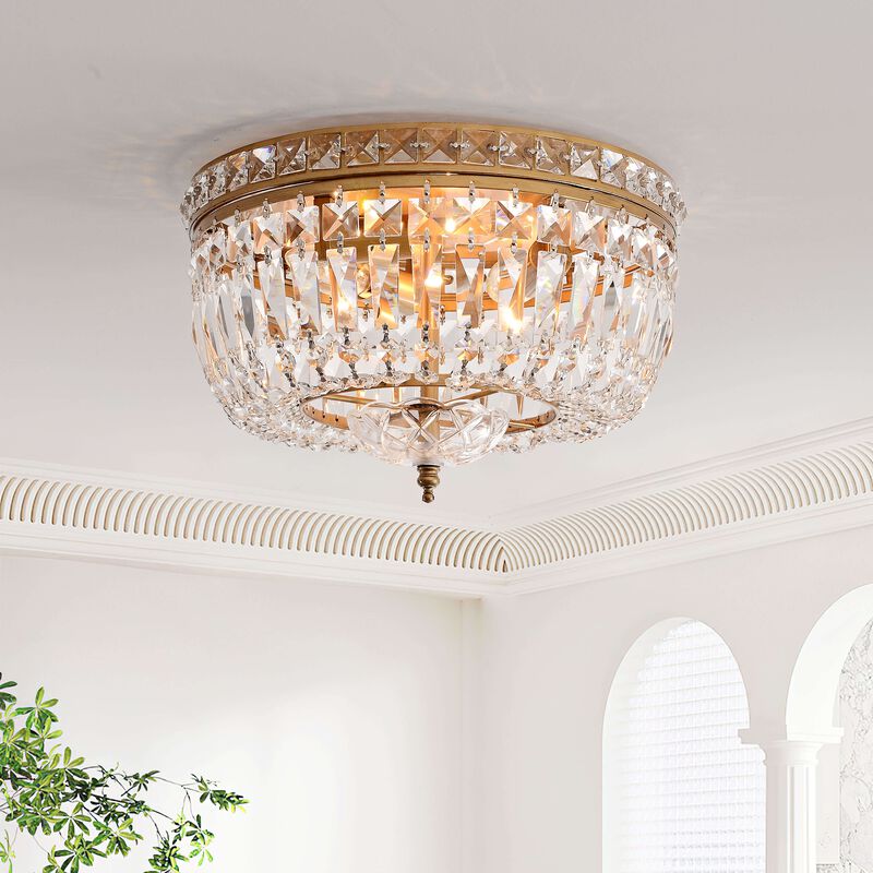 Elara Crystal Basket Flush Mount Chandelier image number 1
