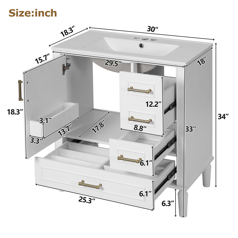 Merax Bathroom Vanity with Ceramic Sink
