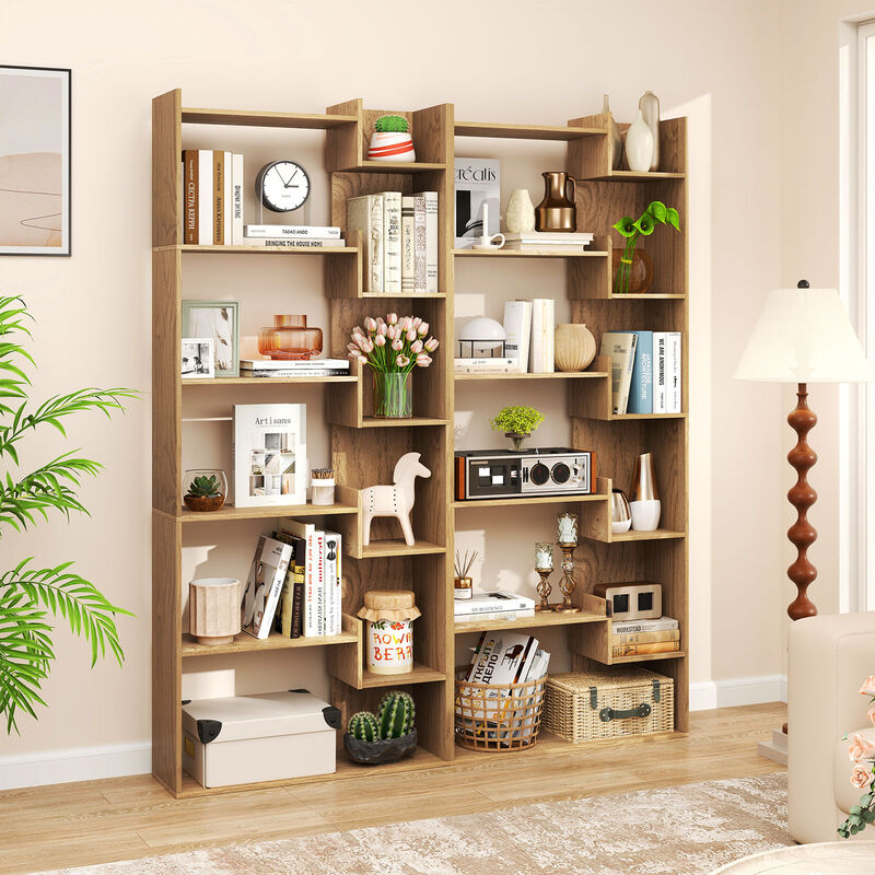 6-Tier Wooden Bookshelf with Open Shelves and 2 Anti-Tipping Kits Included