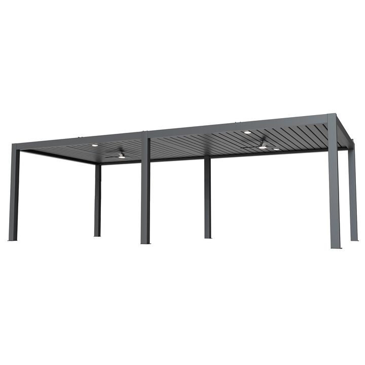 Mondawe 13'x28' Solar Pergola With Smart Automation,Self-Regulating Shades & Hidden Drainage System