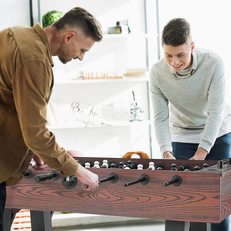 Indoor Full Size Foosball Table with Soccer Game Set, 4 Balls and 2 Cup Holders-Brown image number 1