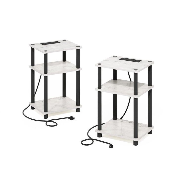 Just 3-Tier Turn-N-Tube USB and Type-C Charging Port End Table, Set of 2