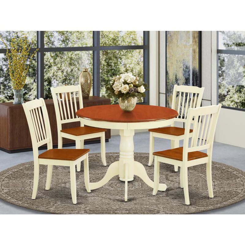 East West Furniture Dining Room Set Buttermilk & Cherry, ANDA5-BMK-W