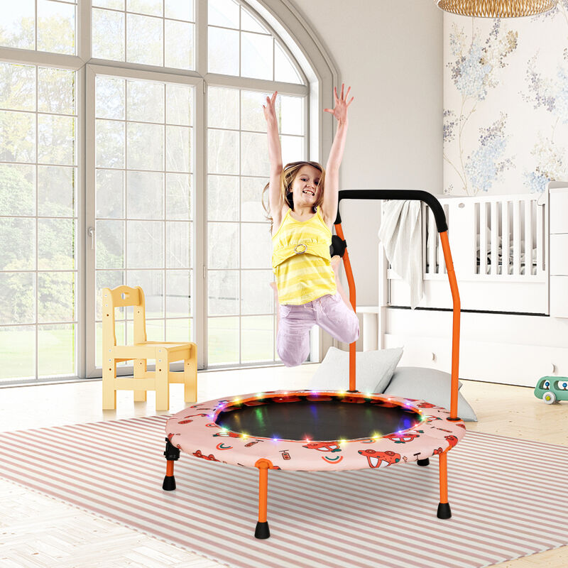 Kids Mini Trampoline with Colorful LED Lights and Bluetooth Speaker image number 1