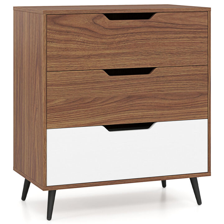Rustic Farmhouse Wooden 3 Drawer Storage Dresser for Bedroom Organizer Chest