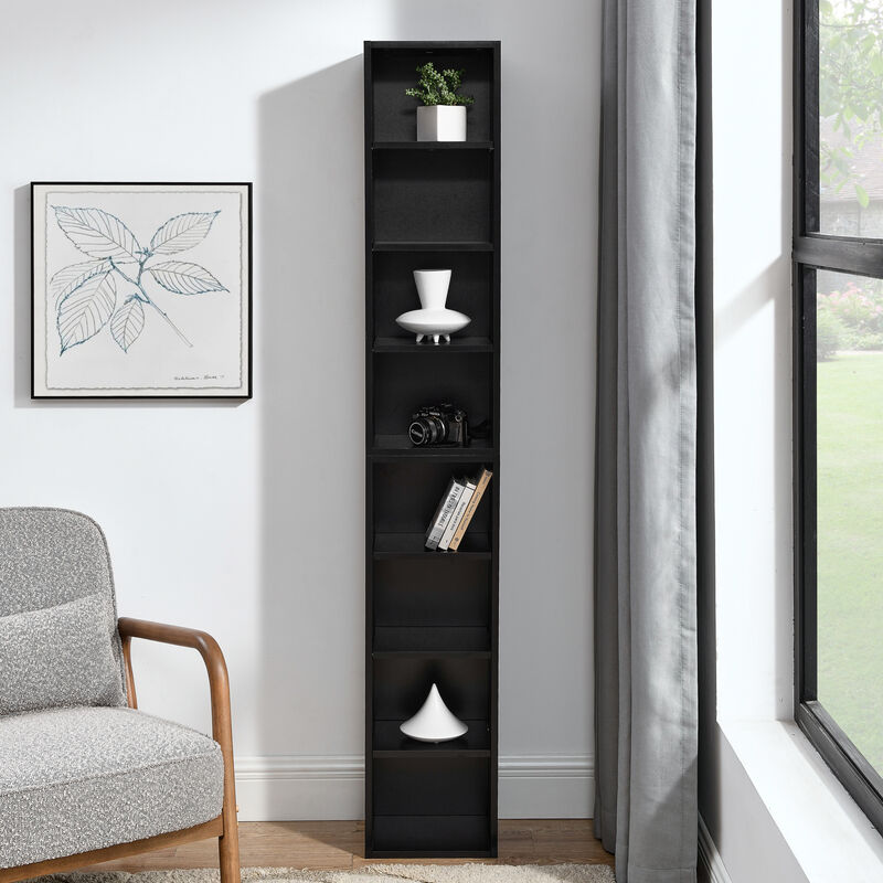 GOODSILO 8-Tier Media Tower Rack with Adjustable Shelves, Slim CD DVD Storage Cabinet image number 6