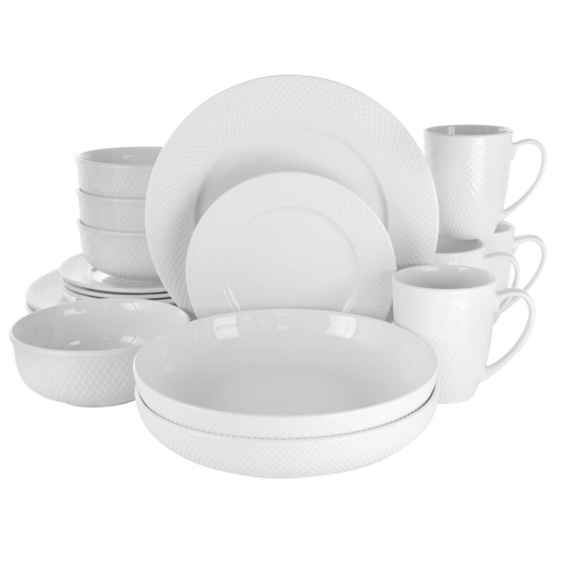 Elama Maisy 18 Piece Round Porcelain Dinnerware Set in White image number 1