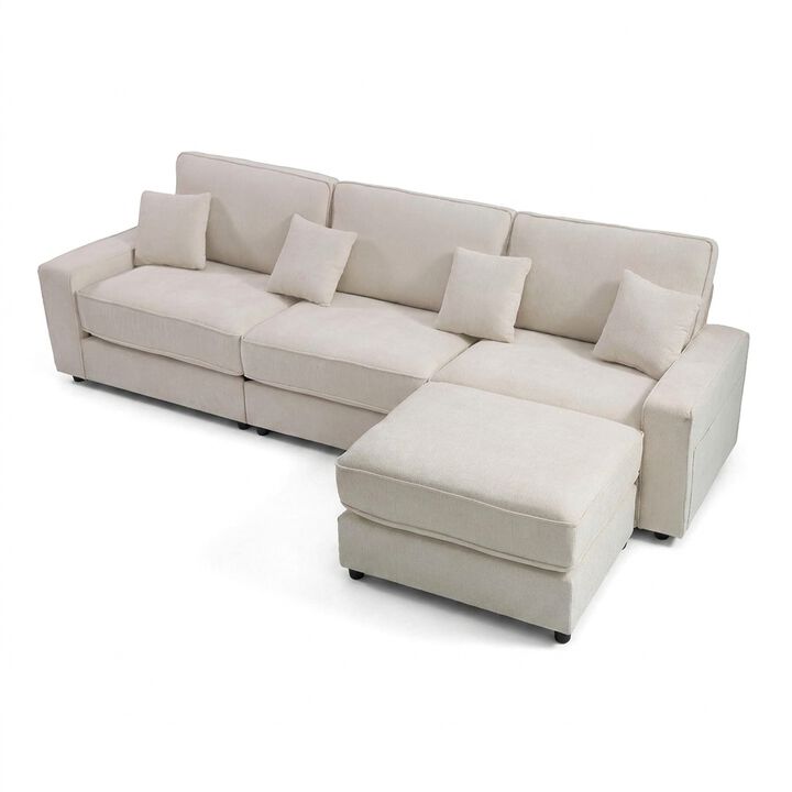 Vipbear 114.2" Modular L-Shaped Sectional Sofa, Oversized Cloud Couch with Ottoman for Living Room