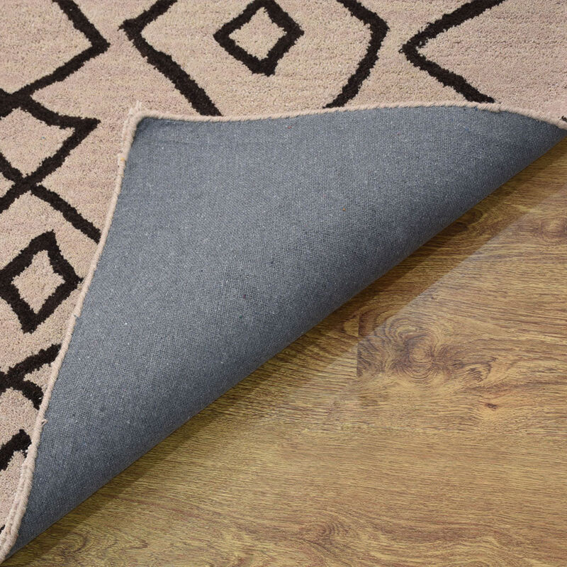 RUGSOTIC CARPETS HAND TUFTED WOOL ECO-FRIENDLY AREA RUGS  - 5'x8', Rectangle Shape, Beige & Brown, Geometric Modern Design, High Pile Handmade Area Rugs for Living Room, Bed Room (K00S11)