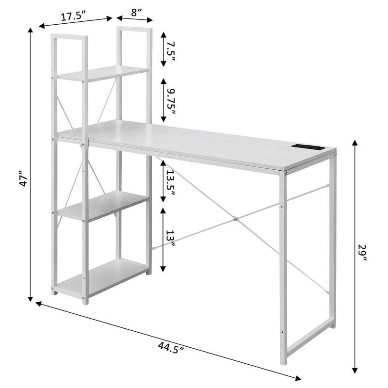 Convenience Concepts Designs2Go Office Workstation with Charging Station and Shelves, R4-0559