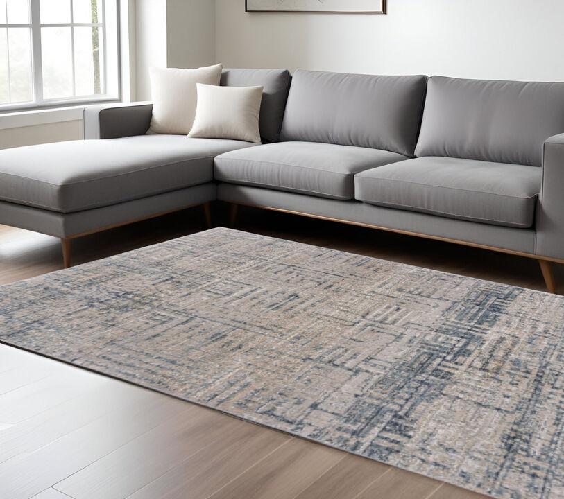 HomeRoots Geometric Distressed Stain Resistant Area Rug