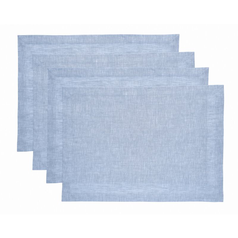 Solino Home Athena 100% Linen Placemats &ndash; Set of 4, 14 x 19 in, Machine Washable, Holiday and Everyday Dining