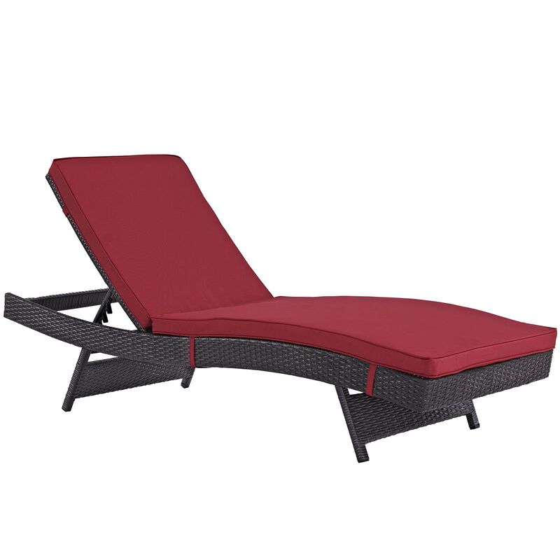 Modway Convene Wicker Rattan Outdoor Patio Chaise Lounge Chair in Espresso Red image number 0