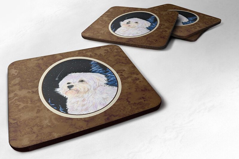 Caroline's Treasures SS8461FC Starry Night Maltese Foam Coasters Set of 4 (Set of 4), 3.5 H x 3.5 W, Multicolor image number 0