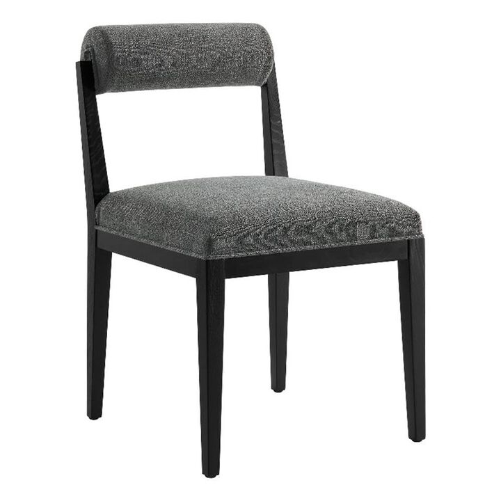 Modway Kai Upholstered Dining Chair with Wood Legs in Charcoal Black - Modern Dining Room Chair with Fabric Rolled Backrest and Seat - Wood Fabric Side Chair for Dining Room, Kitchen