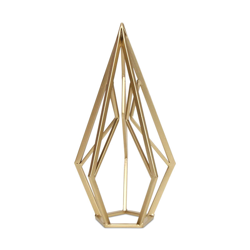 HomeRoots 14" Gold Metal Open Geometric Tabletop Sculpture image number 3