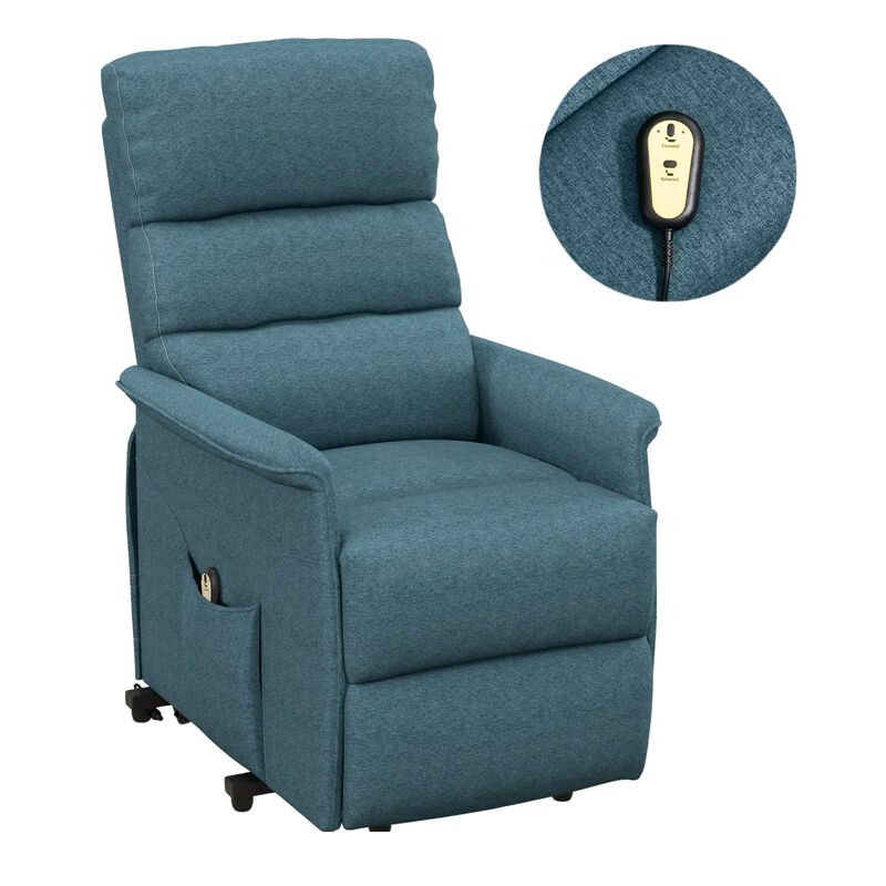 Power Lift Chair for Cozy Seekers, Electric Lift Recliner Chair with Remote Control, Side Pockets for Living Room, Blue