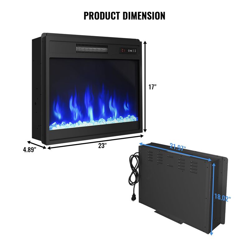 23 in. Direct Vent Electric Fireplace Insert with Remote Control