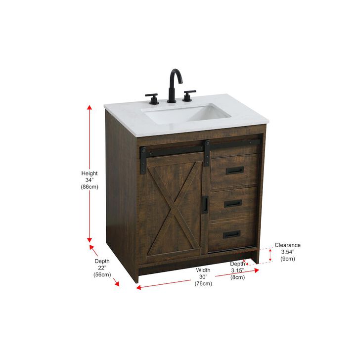 Elegant Kitchen and Bath Austin 30 Inch Single Bathroom Vanity In Expresso