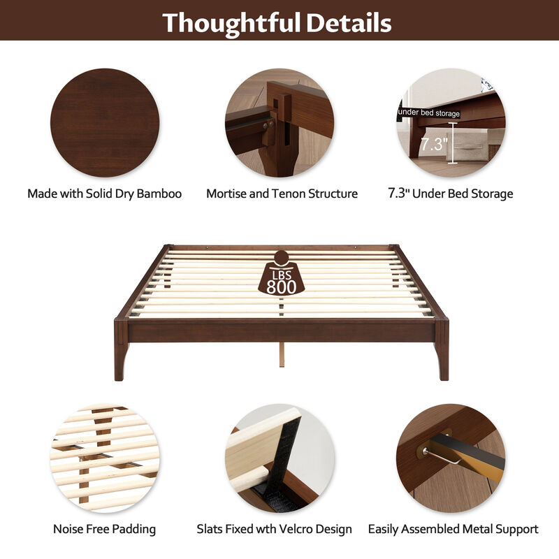 Merax Solid Dry Bamboo Wood Platform Bed Frame