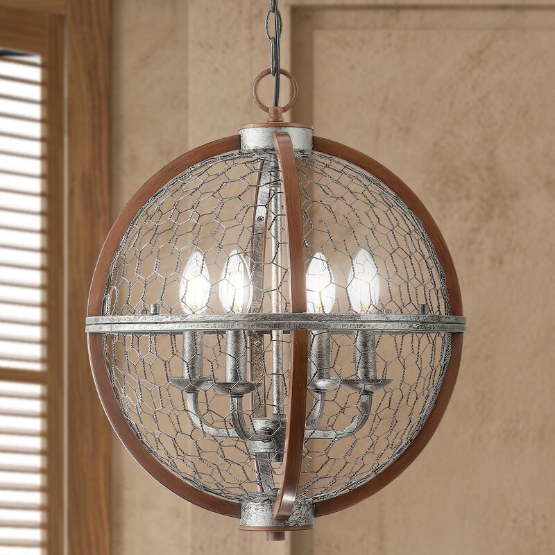 Gaines 4-Light Adjustable Iron Rustic Industrial LED Pendant