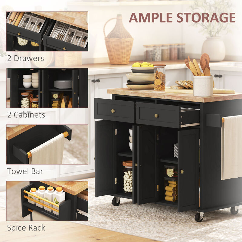 Hivvago Kitchen Cart on Wheels with Adjustable Shelves and Drawers image number 5