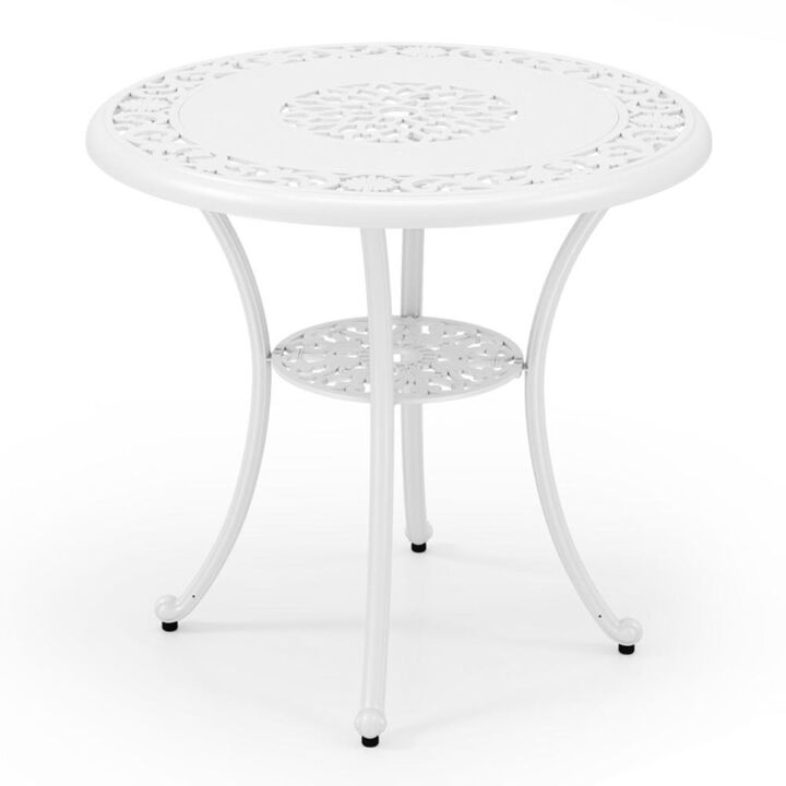 Hivvago Round Patio Dining Table for 4 Cast Aluminum with Umbrella Hole
