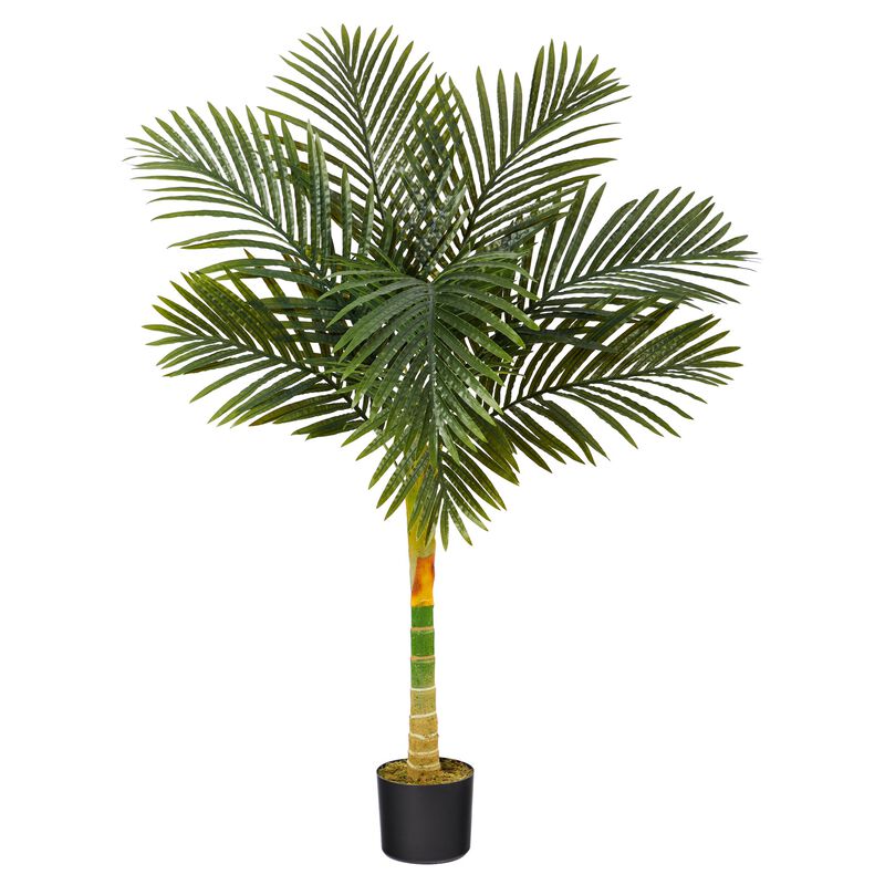 Hivvago 4 Feet Single Stalk Golden Cane Artificial Palm Tree