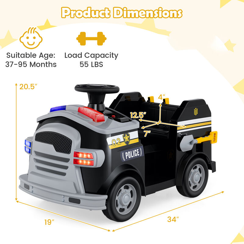 12V Kids Ride-On Fire Truck with Shovel, Wrench and Toy Accessories image number 2