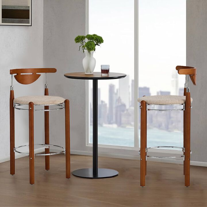 Pasargad Home Nikko Bar Stool Set of 2 – Beige/Brown