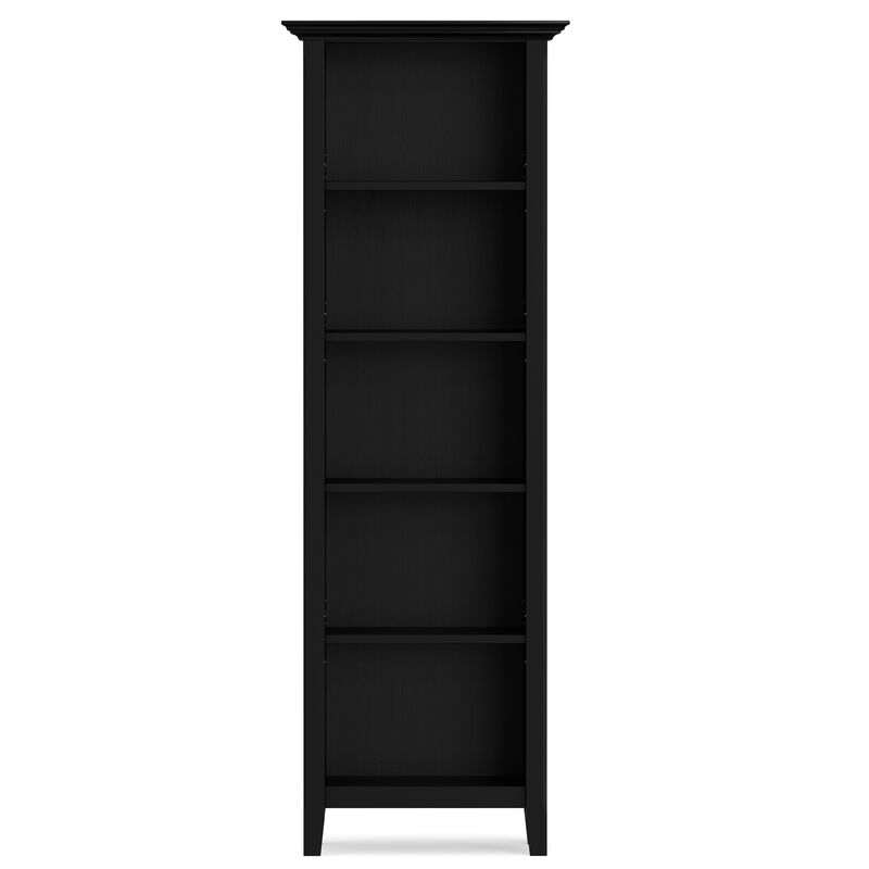 Amherst 24 inch Wide Solid Wood Transitional 5 Shelf Bookcase in Black image number 2